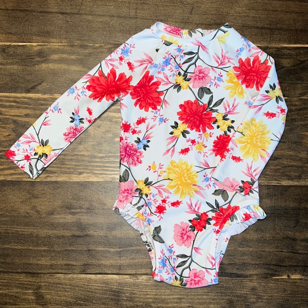 OLD NAVY Infant Girls Floral Long Sleeve Swimsuit | 12-18 months